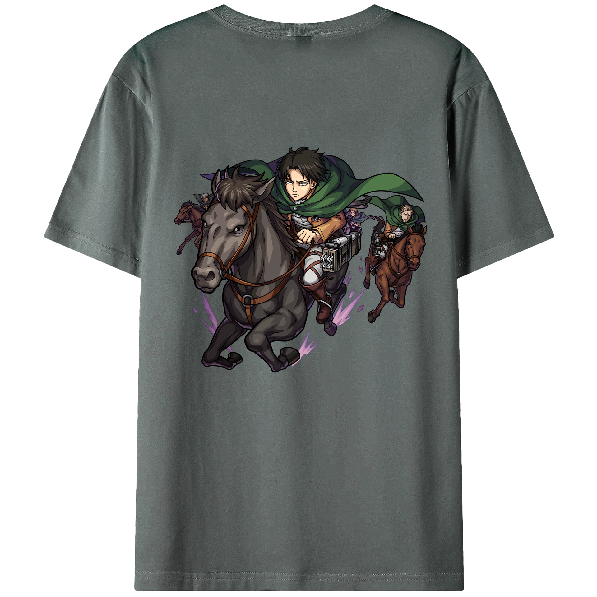 （画像用） 進撃の巨人 リヴァイ·アッカーマン Attack on Titan Levi Ackerman 綿100％ メンズ半袖Tシャツ（バックプリント） 通気性